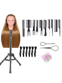Professional 26 Inch Makeup Practice Head With Wig Weaving Tool And Desktop Stand - DIY Hairstyle Toolkit, Suitable For Beauty Students And Beginners In 2025 # Practice Head Model # Attached Styling Tool # Limited Time Discount - Multicolor - View 12
