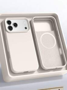 1个极简液态硅胶磁吸无线充电保护壳，兼容 17 Air、16、14、13、12、15 Pro Max Plus，带绒面摄像头保护