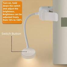 1 szt. Regulowana lampka nocna przy łóżku, trzy tryby oświetlenia, miniaturowa lampka do czytania, odpowiednia do czytania i nauki w nocy, lampka do czytania w sypialni, mini lampka do czytania, lampka do czytania z ładowaniem USB, oświetlenie nocne, lampka do nauki, przenośna lampka, nowoczesna lampka nocna, konstrukcja, światło, regulowana jasność, dekoracja sypialni