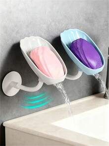 1pc/Multi-Color Soap Dish Holder, Suction Cup Wall Mounted Bathroom Soap Dish Rack, Creative Draining Soap Holder Bathroom Accessories Bathroom Tools