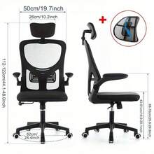 Mesh Office Chair Ergonomic 360° Swivel Lift Computer Desk Adjustable Height UK - Black - View 2