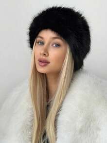 1Pc Women Faux Fur Headband With Elastic Band Ear Warmer Earmuff For Cold Weather