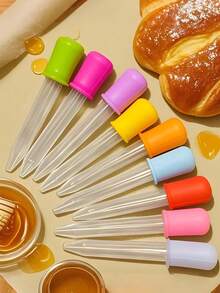 6pcs/Set 5ml Silicone Liquid Dropper, Colorful Dropper Tool, Silicone Calibrated Dropper, Cosmetic Essence Filling Dropper (Random Color), Plastic Dropper, Silicone & Plastic Mixed Dropper With Ball-Shaped Tip, Halloween Decor, Christmas Decor - Multicolor - View 2
