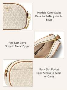 Michael Kors Jet Set Charm MK 女士单肩包，小号字母印花相机斜挎包，休闲单肩包，适合日常聚会 - 白色 - 查看 4