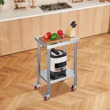 Stainless Steel Work Table 35 X 24 X 33 Inch, 700 LBS Load Capacity With 4 Wheels, 3 Adjustable Height Levels, Heavy Duty Food Prep Worktable For Commercial Kitchen Restaurant, Silver - 35 X 24 X 33 Inch - View 9