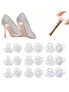 6/12/18pcs Transparent High Heel Protectors, Women's Anti-Slip Quiet Heel Covers, High Heel Protectors, Soft Heel Sleeves, Suitable For Walking On Uneven Grass Or Ground, 3 Sizes, Anti-Slip Heel Covers, Fit For Women's Wedding Shoes, Prevent Heels From Getting Caught In Grass.,Shoe,Spring Summer Picks,Brides Maid Gifts,Room,Bedroom Decor,Beach,Travel,For Men,For Women,Vacation,Cute Stuff - Multicolor - View 1