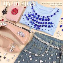 1 包 130 颗混合形状缝纫玻璃水钻,带金属爪,适用于珠宝、衣服、服装、鞋子、连衣裙、服饰(银色底座) - 彩色 - 查看 4