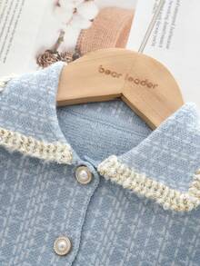 Winter Sweater Clothes Sets For Young Girls Elegant Long Sleeves Flip Collar Single Breasted Coat And Red Plaid Skirt Fall 2 Pieces