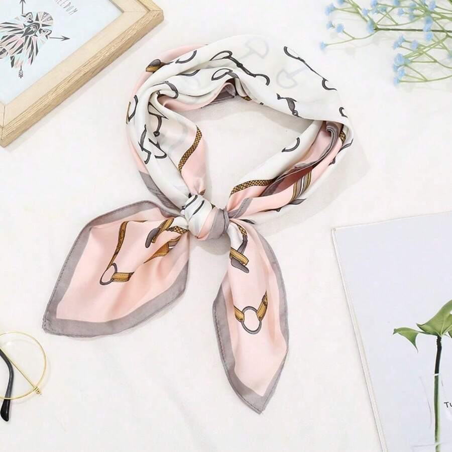 Versatile 90cm Square Scarf For Women - Printed Scarf As Neck Tie, Bandana & Hair Accessory, All-Season Luxury Fashion - 紅色 - 查看 1