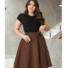 Midi Skirt Gode Envelope Evangelical Fashion - Rust Brown - View 2