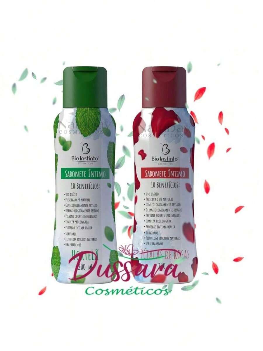 Kit Sabonete Íntimo Pétalas de Rosas + Sabonete Íntimo Hortelã (10B) 200ml- Bio Instinto - Multicolorido - Visão 1