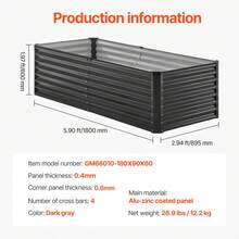 Metal Raised Garden Bed, 6 X 3 X 2 Ft Outdoor Galvanized Planter Box, With Open Bottom, Large Planter Raised Bed For Gardening Vegetables, Flowers, Herbs, And Succulent Plants, Dark Gray - 6 x 3 x 2 英尺 - 查看 7