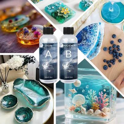 Kit de resina epoxi cristal transparente de 20/50/100/250ml, resina epoxi transparente sin burbujas para fundición de escritorio y bar, resina epoxi transparente para manualidades, regalo de cumpleaños/fiesta/festival