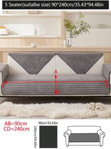 1pc Thick Plush Sofa Cushion Cover, Modern Minimalist Anti-Slip Sofa Seat Pad, Dust-Proof And Washable Sofa Slipcover, Soft And Fade-Resistant, Pet-Friendly, Fits L-Shaped Sofa And 1/2/3/4 Seater Sofa, Suitable For Bedroom, Office, Living Room - Dark Grey - View 15