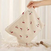 Cute Cherry Print Corduroy Zipper Pouch - Lightweight Makeup Bag With Lining, Multi-Functional Toiletry Organizer For Travel & Daily Use, White With Red Cherry Design, Hand Wash/Dry Clean, Small Cosmetic Bag, Playful Design, Soft Texture - Multicolor - View 5