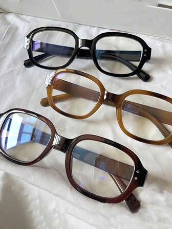 3副女士波点豹纹小方框时尚眼镜，简约百搭设计，适合素颜、摄影、通勤、日常佩戴