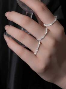 1-5pcs Shiny Gypsophila Ring Set, Women Shimmery Rings Closed Super Glitter Chain Rings