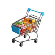 POKOJA LAND Xe đẩy mua sắm mini mô phỏng nhà búp bê, kèm đồ ăn và phụ kiện đồ chơi - Khung 4 bánh chắc chắn, giỏ mua sắm mở và ngăn chứa đồ phía dưới, phối màu (Hồng/Xanh lá cây/Xanh dương), thích hợp cho trò chơi nhập vai, trang trí nhà búp bê và các bữa tiệc theo chủ đề - Tương thích với búp bê và tượng nhỏ - Bao gồm thực phẩm mini và đồ ăn đồ chơi, bánh xe chắc chắn giúp di chuyển dễ dàng, thiết kế nhỏ gọn và tiện dụng khơi gợi trí tưởng tượng khi chơi. - Nhiều màu - Xem 13