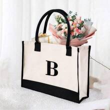Personalized 26 Letter Tote Bag, Fashionable Canvas Handbag, Birthday Gift Exclusively Designed For Female Mothers, Teachers, Friends, Bridesmaids.