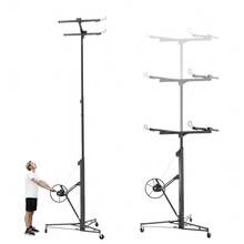 Gipskartonplatten-Heber für Wände & Decken | Tragkraft 68 kg, Höhe 140-335 cm Verstellbar | Klappbar mit 3 Bremsrädern, 60° Neigung