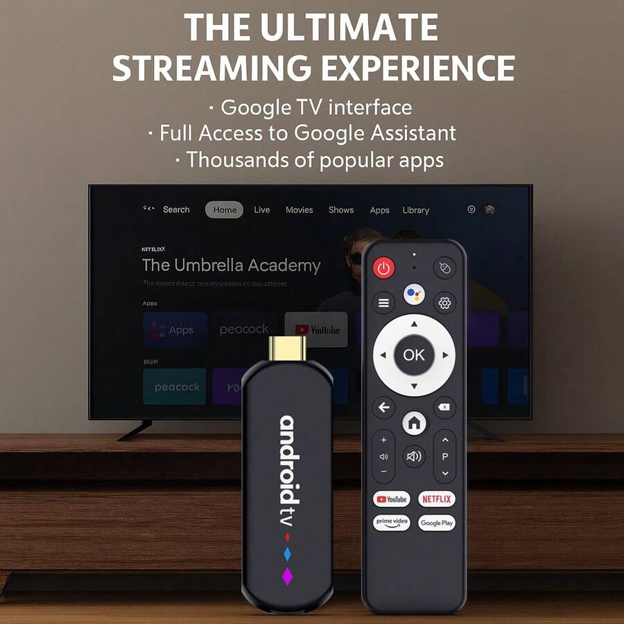 VELEC Thiết bị Fire TV Stick 4K Android TV Stick, hỗ trợ WiFi 2.4G/5G, bộ nhớ 2GB+16GB, phát video 2D/3D, giải mã 4K, phù hợp với Smart TV, thiết bị phát trực tuyến đa phương tiện, Roku TV Stick.