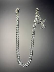 1 件复古双层十字链、钱包链、朋克牛仔裤链、口袋链、男士钥匙扣