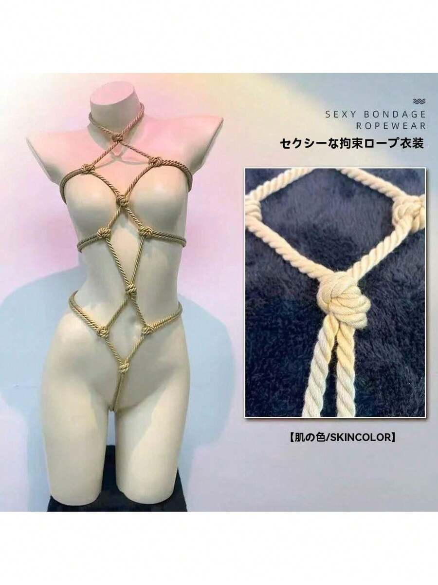 Sexy Bondage And Restraint Open String Clothing Set No Need To Take Off Hot See-Through Temptation Sexy Underwear Set - Đen [Gói] Có thể điều chỉnh - Xem 1