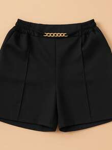 Women's Plus Size Chain Shorts New Spring Summer - Black - View 4
