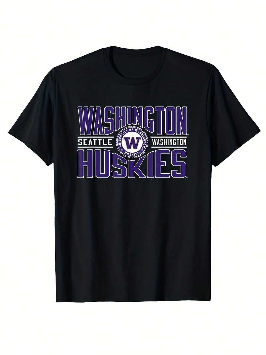 Washington Huskies Exclusive 180g T-Shirt - For Men - Black - Comfortable And Versatile - màu đen - Xem 1