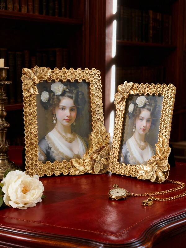 1pc Creative Bee Honeycomb Shaped Decorative Photo Frame, Resin Material Frame For Desktop Cozy Photo Display, Can Be Hung On Wall, Suitable For Home, Living Room, Study, Bedroom Decor And Photography Props
