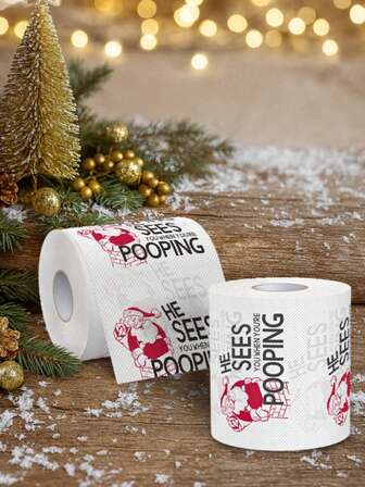 1pc Roll Of Christmas Theme Printed Paper, Christmas Santa Claus Drills The Chimney Printed Rolling Paper,Christmas Toilet Paper, Christmas Disposable Paper Towels Napkin, Christmas Ornaments,2025 Christmas Decoration For Home,Christmas Party Decoration Supplies,Christmas Gifts,Xmas Party Favor, 2026 New Year Decoration Gift