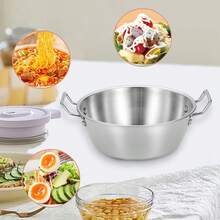6.7-Inch Cute Bear Lid Stainless Steel Double-Handle Bowl, Home Soup Bowl, Salad Bowl, Mini Stew Pot For Home Use
