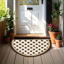 1pc Vibrant Floral Welcome Mat - Colorful Stained Glass Style, Washable Lightweight Polyester, Semi-Circle, Ideal For Entryway, Bedroom, Living Room, Laundry Room And Patio Decor, Home Decorative Rug, Graduation Ceremony And Perfect Gift, Entrance Mat | Vibrant Welcome Mat | Washable Mat - Multicolor - View 7