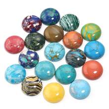 5-10pcs/Pack Round Turquoise Print Gemstone Cabochons, Random Mixed Colors, Fashionable Casual Elegant Vintage Handmade DIY Gemstone Stickers Suitable For Necklace, Ring, Bracelet Crafts, Jewelry Decoration, Inlay Materials
