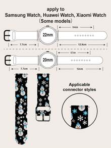 [Christmas Theme Smart Watch Band] 1pc Silicone Material Smart Watch Strap,Compatible With Apple Watch, Covering Case Sizes 38/40/41/42/44/45/ 46/49mm.Also Compatible With Samsung, Huami, Garmin, And Honor Smartwatches That Use Standard 20/22mm Lug Widths.Holiday Gift For Women/Men