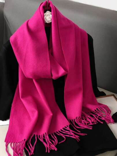 1条女士简约纯色仿羊绒围巾，学院风披肩，适合换季、日常佩戴，防风保暖，新年礼物