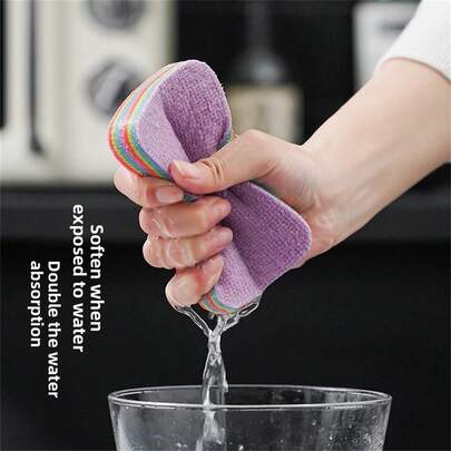 可剥离多层彩虹洗碗布，易撕清洁抹布，用于除油、吸水、不脱落的洗碗巾