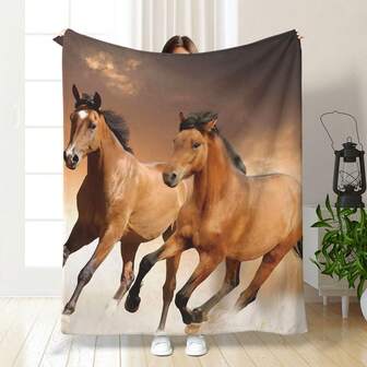 1 件柔软舒适轻便保暖马毯，适合床和沙发，四季皆宜