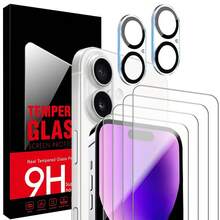 Screen Protector Compatible With IPhone 17 Pro Max[4+2 Pack] 4 Tempered Glass Screen Protectors + 2 Lens Protectors, Anti-Fingerprint, HD Tempered Glass, 9H Ultra-High Hardness, Drop And Scratch Resistance - Trong sáng - Xem 16