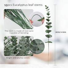 10/200pcs 13.77 Inch Artificial Eucalyptus Leaves, Fake Plants For Home, Restaurant, Living Room, Outdoor Garden Decor, Floral Arrangement, Photography Props, Autumn & Spring, Vase, Flower Wall, Wreath, Bridal Bouquet, Wedding Decoration, DIY Wreath Materials, Birthday Party Decor, Home Decor Accessories, Valentine's Day, New Year Gift - White Green - View 5
