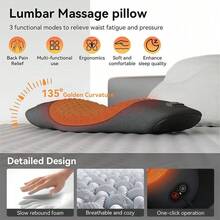 3 In 1 Electric Lumbar Traction Massager Pillow Vibration Heating Back Sciatica Pain Relief - Dark Grey - View 6