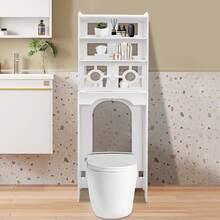 4 Tier Toilet Cabinet, Over The Toilet Storage Cabinet, 4-Layer Over Toilet Bathroom Organizer, Freestanding Bathroom Space Saver, Toilet Storage Rack For Bathroom Laundry Balcony, Easy Installation 18.9*9.06*59.06in - 白色 - 查看 7
