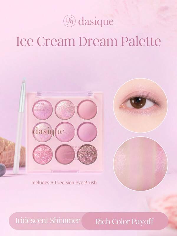 Dasique Paleta de sombras Dasique de 9 cores com pincel de precisão para os olhos, maquiagem duradoura, alta pigmentação, formatura, aniversário, fácil de usar, suave e fácil de espalhar, fórmula vegana sem crueldade, essencial para o feriado, Rose Girl, a melhor cor, charme, presentes de Natal para mulheres, maquiagem de marca de moda feminina chique, volta às aulas