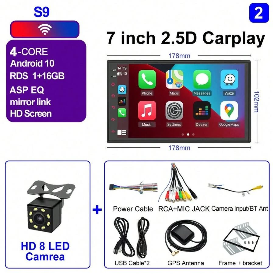 CAIXI 7/9/10 pulgadas 2din Android auto Caplay inalámbrico GPS Radio de coche Multimedia estéreo para Nissan Kia - 7 WIFI(1-16)-CÁMARA - Ver 1