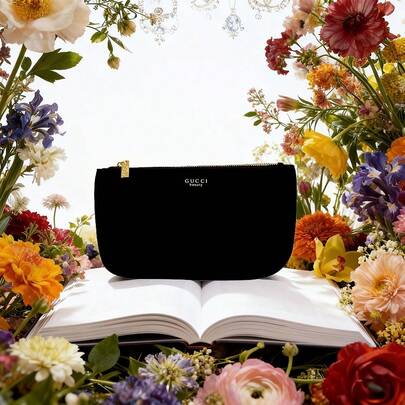 Gucci Ladies' Clutch Bag, Storage Bag, Suitable For Daily Use, High-End Retro Style, Easy To Carry, Zipper Bag,Black