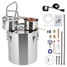Destilador de acero inoxidable, kit de destilación con termómetro incorporado, kit para elaboración de cerveza casera, 50 L/13,2 gal - Plateado - Ver 7