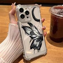 Protección de bolsa de aire anticaídas en las cuatro esquinas | Cubiertas Protectoras para Teléfonos: Silicona Suave Transparente con Estampado de Ballena de Mariposa | Compatible con Samsung (Series A, S, Note 10/20),  (16, 15, 14, 13, 12 Pro Plus, X, XS Max) y OPPO, Redmi, , Honor - transparente - Ver 1