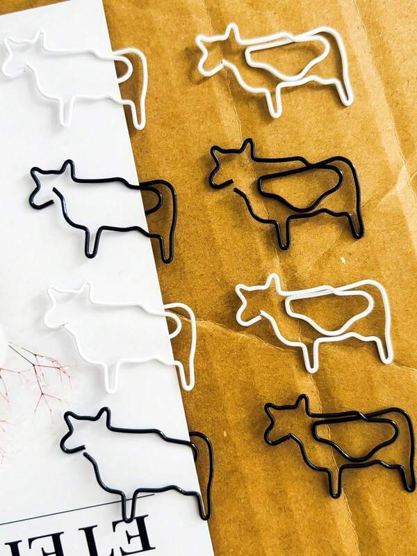 30 peças/50 peças Clipes de Papel em Forma de Vaca Branca ou Preta Fofos, Marcador de Página para Suprimentos de Escritório e Presentes