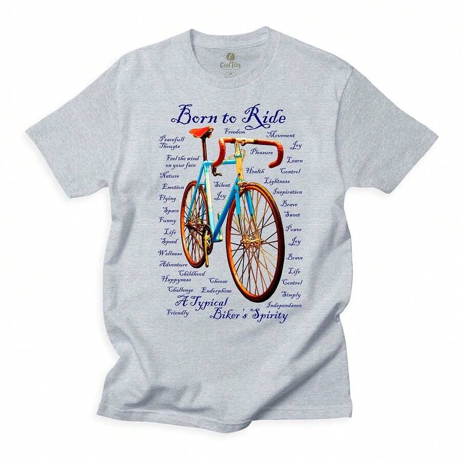 T-shirt Camiseta Estampada Feminina Bicicleta Born To Ride Camisa 100% Algodão Frete Grátis Rápido - Cinza Claro - Visão 1