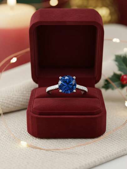 Stylever 1 pieza Anillo de plata esterlina 925 con circonita redonda de 2 quilates para mujer, regalo elegante para bodas, aniversarios, joyería fina para la vida diaria, citas y decoración